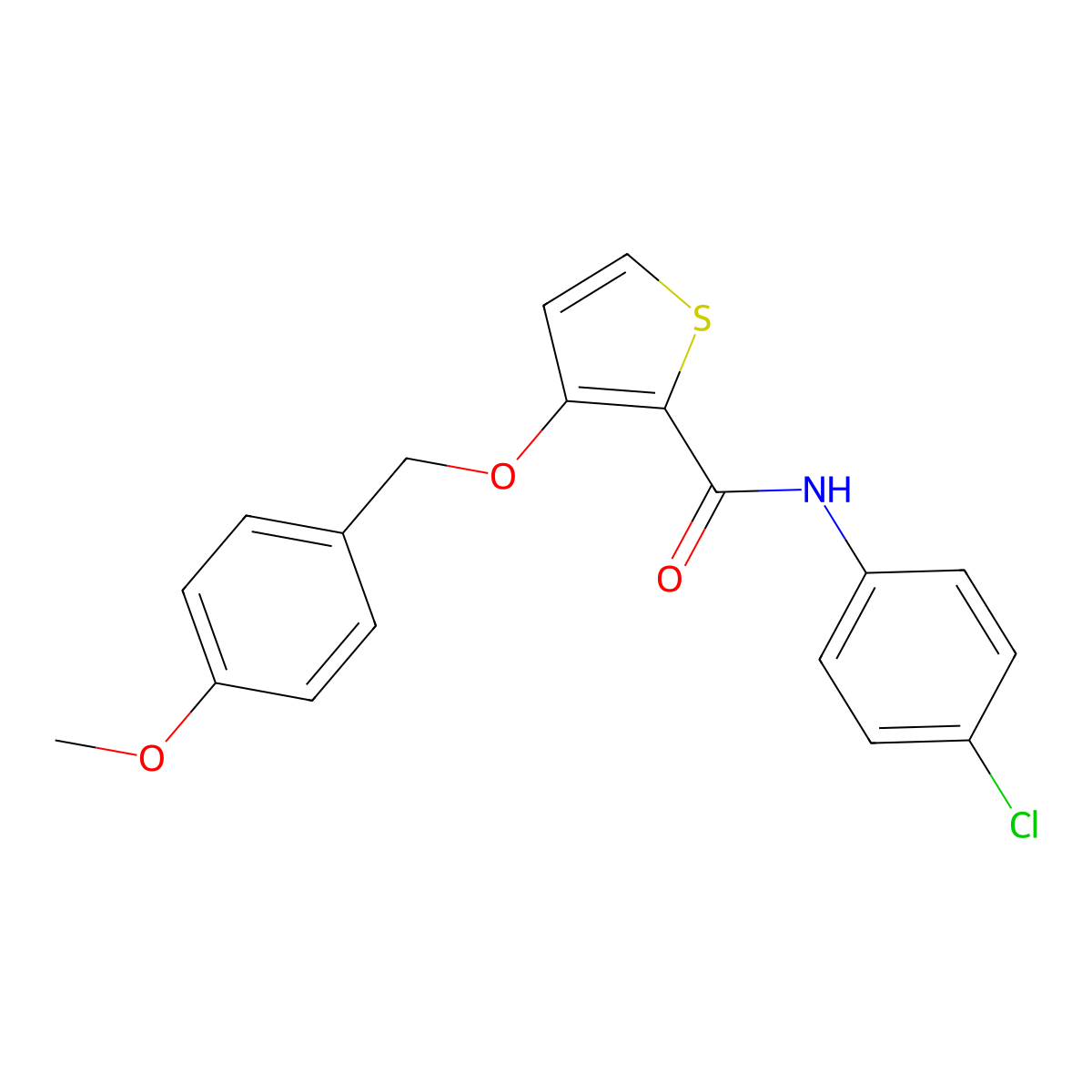 N-(4-chlorophenyl)-3-[(4-methoxyphenyl)methoxy]thiophene-2-carboxamide molecular structure, CAS 339098-32-7