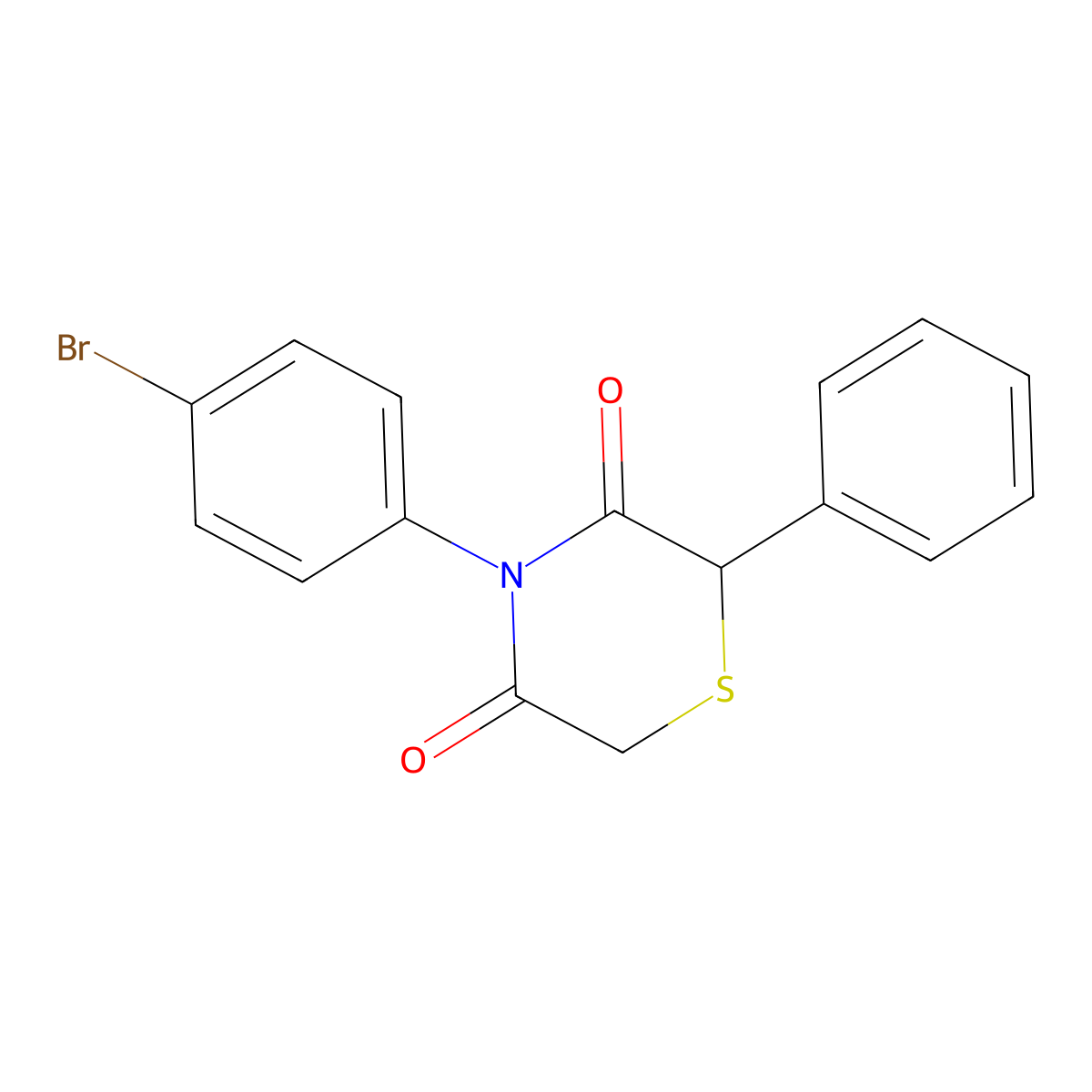4-(4-Bromophenyl)-2-phenylthiomorpholine-3,5-dione molecular structure, CAS 339098-41-8