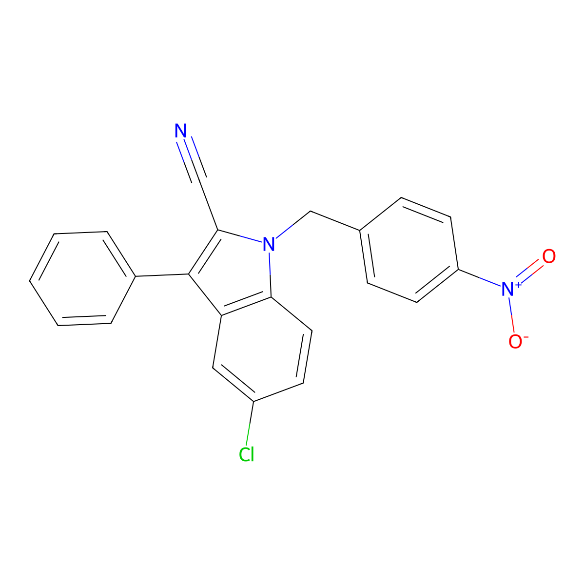 5-chloro-1-(4-nitrobenzyl)-3-phenyl-1H-indole-2-carbonitrile molecular structure, CAS 339098-49-6