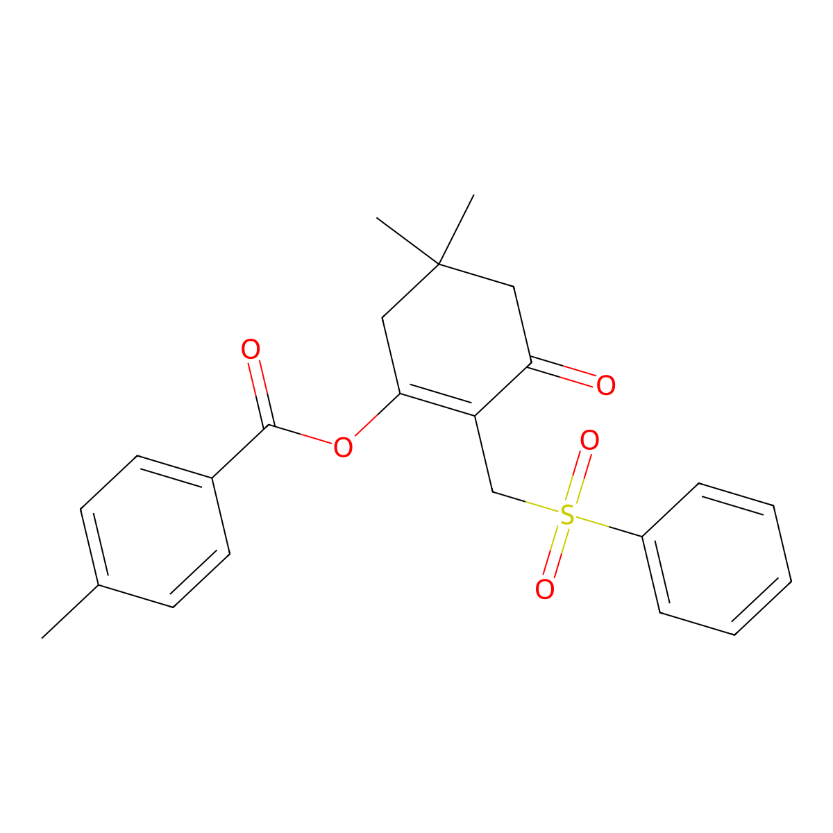 2-[(Benzenesulfonyl)methyl]-5,5-dimethyl-3-oxocyclohex-1-en-1-yl 4-methylbenzoate molecular structure, CAS 339098-54-3