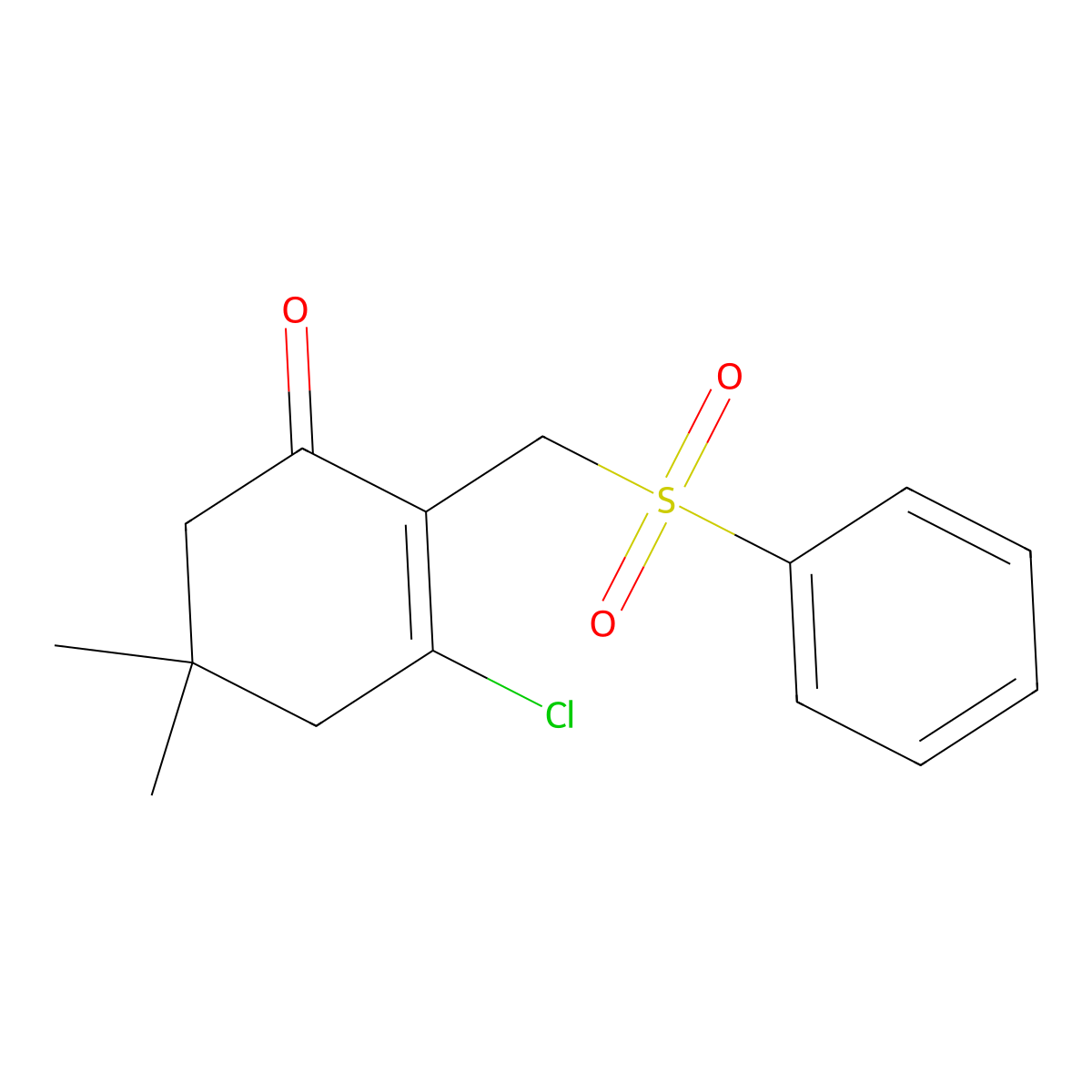 3-Chloro-5,5-dimethyl-2-[(phenylsulfonyl)methyl]-2-cyclohexen-1-one molecular structure, CAS 339098-57-6