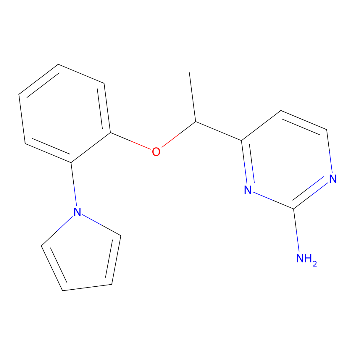 4-{1-[2-(1H-pyrrol-1-yl)phenoxy]ethyl}-2-pyrimidinamine molecular structure, CAS 339098-73-6