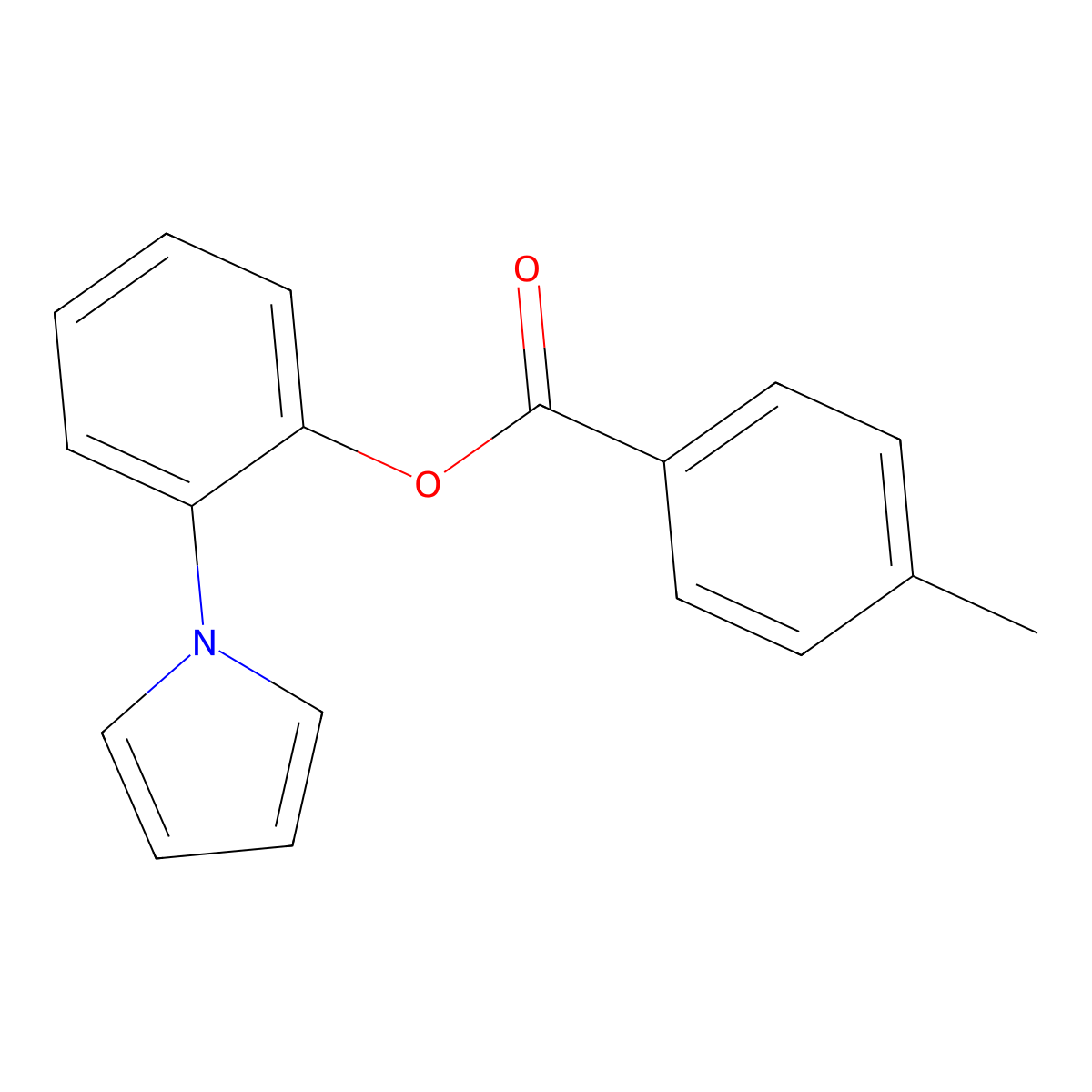 2-(1H-pyrrol-1-yl)phenyl 4-methylbenzenecarboxylate molecular structure, CAS 339098-77-0