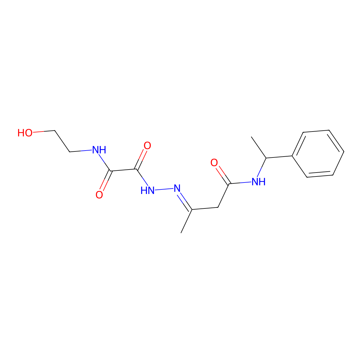 2-[(2-Hydroxyethyl)amino]-2-oxoacetic acid 2-[1-methyl-3-oxo-3-[(1-phenylethyl)amino]propylidene]hydrazide molecular structure, CAS 339098-91-8