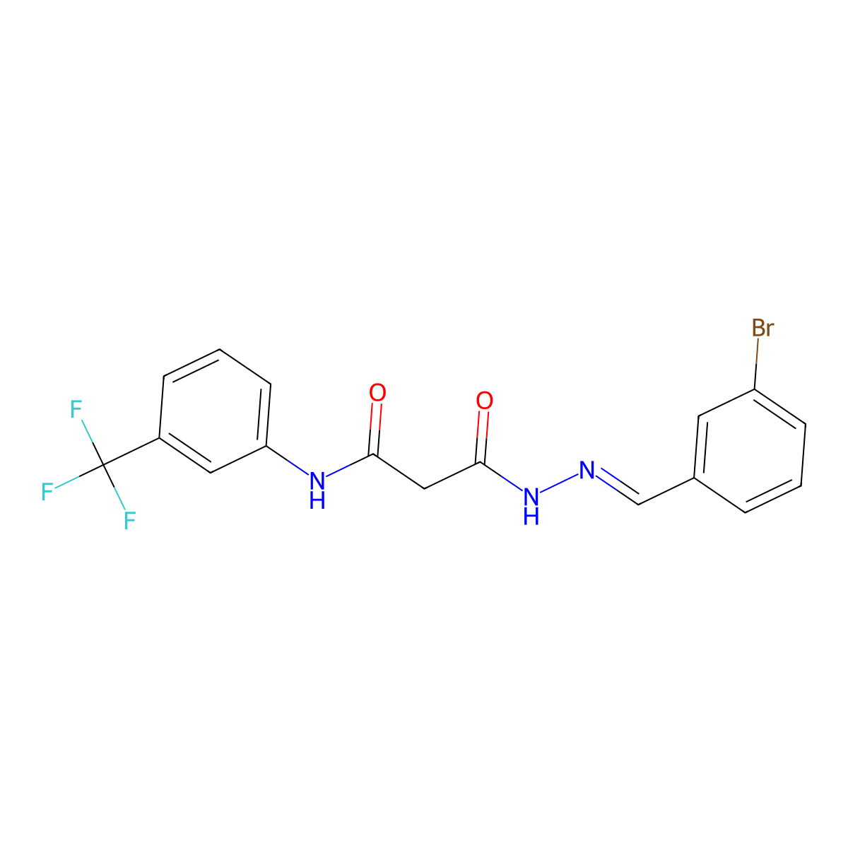 3-Oxo-3-[[3-(trifluoromethyl)phenyl]amino]propanoic acid 2-[(3-bromophenyl)methylene]hydrazide molecular structure, CAS 339098-97-4