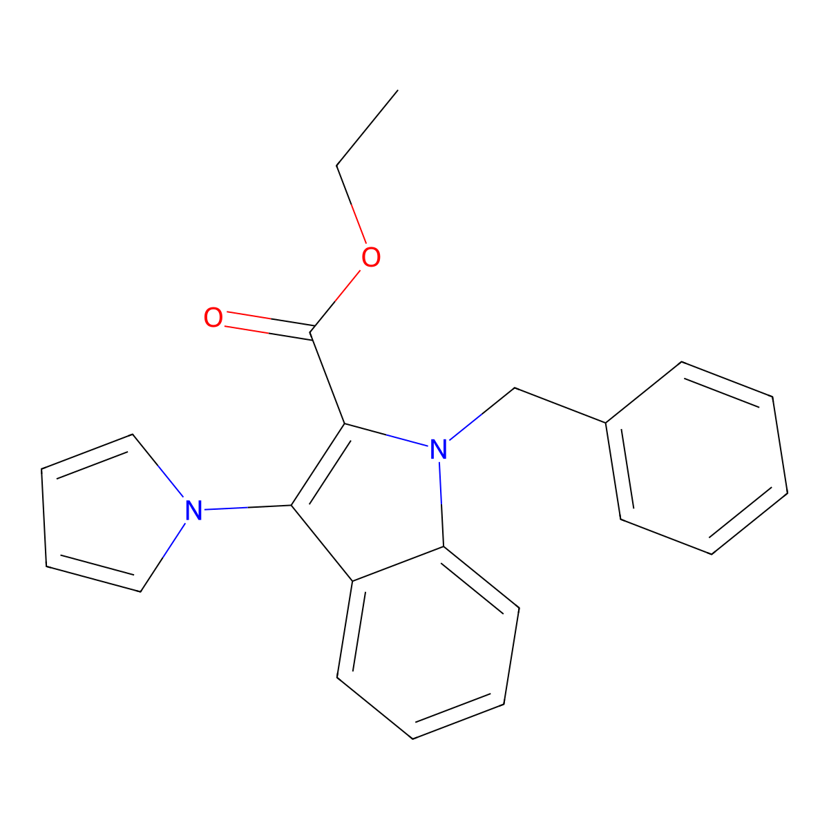 ethyl 1-benzyl-3-(1H-pyrrol-1-yl)-1H-indole-2-carboxylate molecular structure, CAS 339098-99-6