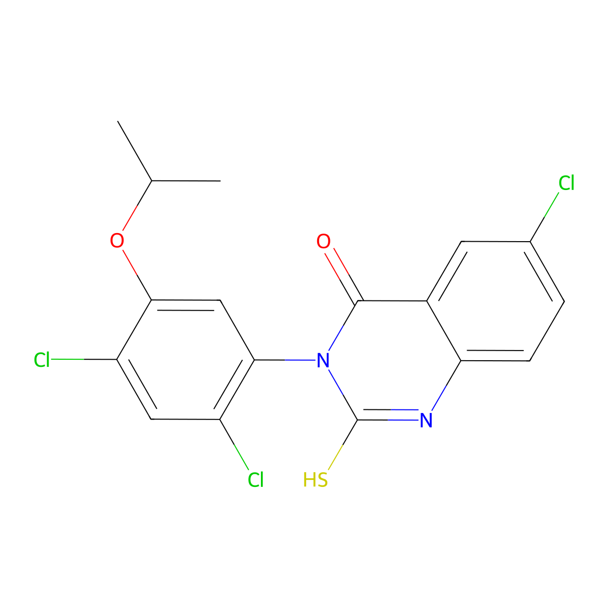 6-chloro-3-(2,4-dichloro-5-isopropoxyphenyl)-2-sulfanyl-4(3H)-quinazolinone molecular structure, CAS 339099-15-9