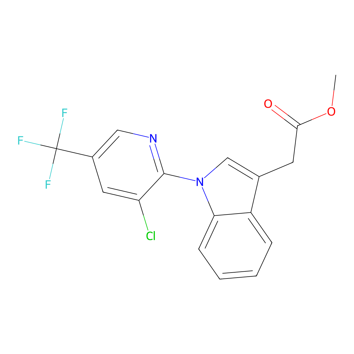 methyl 2-{1-[3-chloro-5-(trifluoromethyl)-2-pyridinyl]-1H-indol-3-yl}acetate molecular structure, CAS 339099-19-3