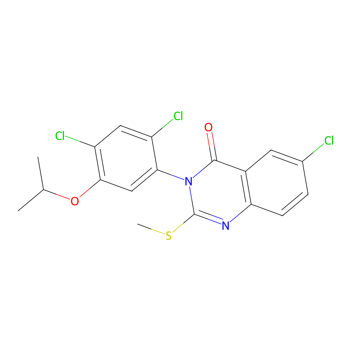 6-chloro-3-(2,4-dichloro-5-isopropoxyphenyl)-2-(methylsulfanyl)-4(3H)-quinazolinone molecular structure, CAS 339099-29-5