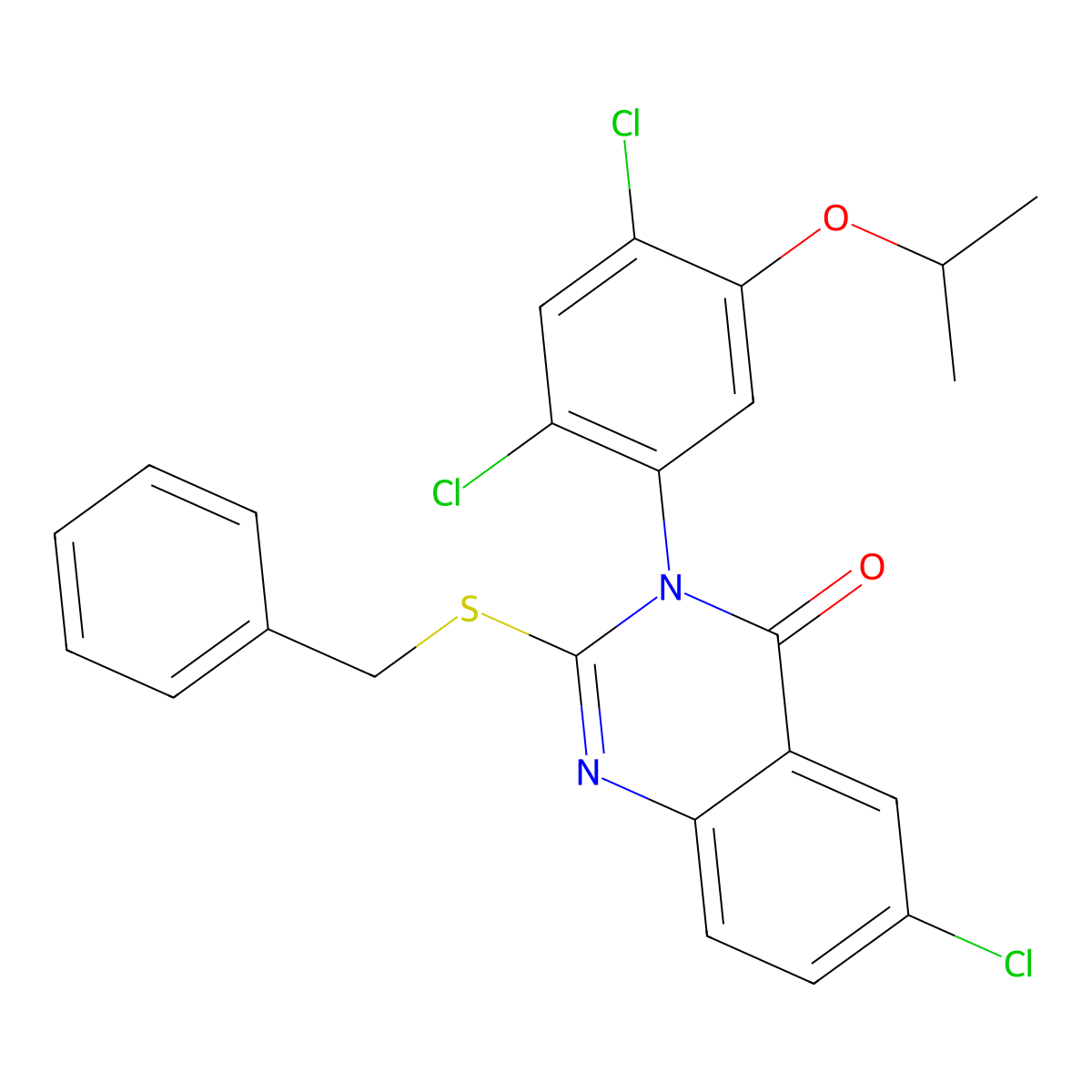 2-(benzylsulfanyl)-6-chloro-3-(2,4-dichloro-5-isopropoxyphenyl)-4(3H)-quinazolinone molecular structure, CAS 339099-32-0