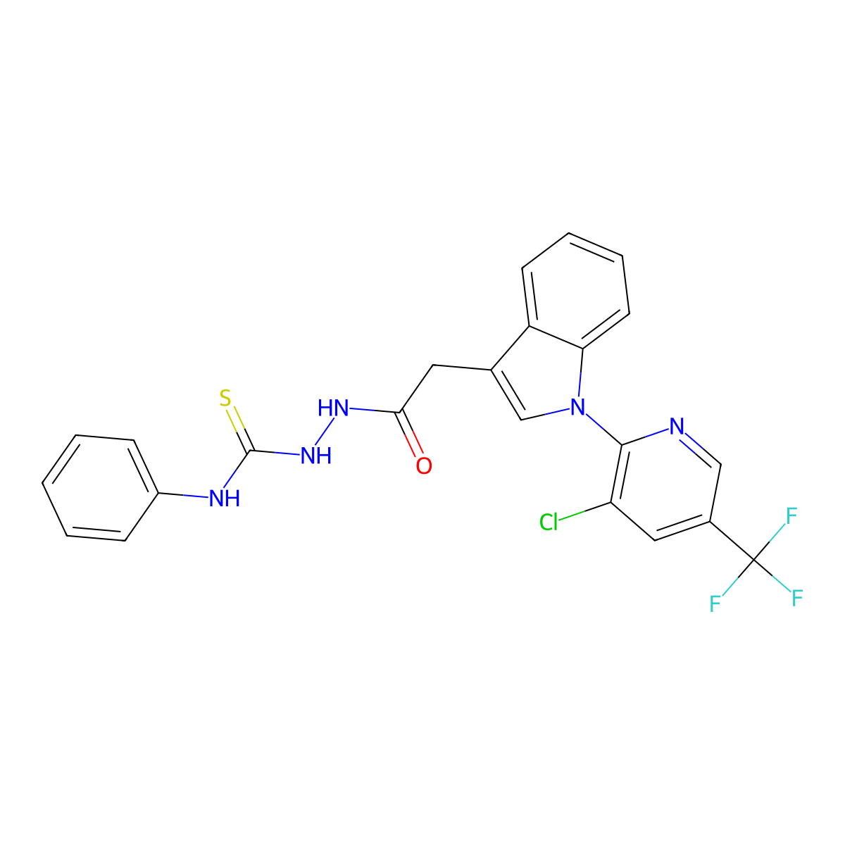 1-[[2-[1-[3-Chloro-5-(trifluoromethyl)pyridin-2-yl]indol-3-yl]acetyl]amino]-3-phenylthiourea molecular structure, CAS 339099-35-3