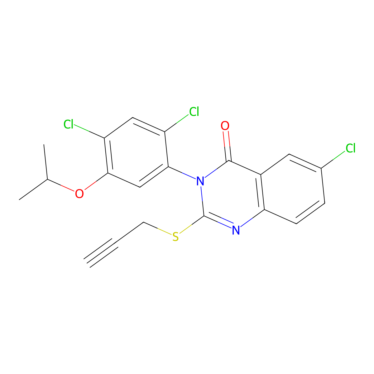 6-chloro-3-(2,4-dichloro-5-isopropoxyphenyl)-2-(2-propynylsulfanyl)-4(3H)-quinazolinone molecular structure, CAS 339099-36-4