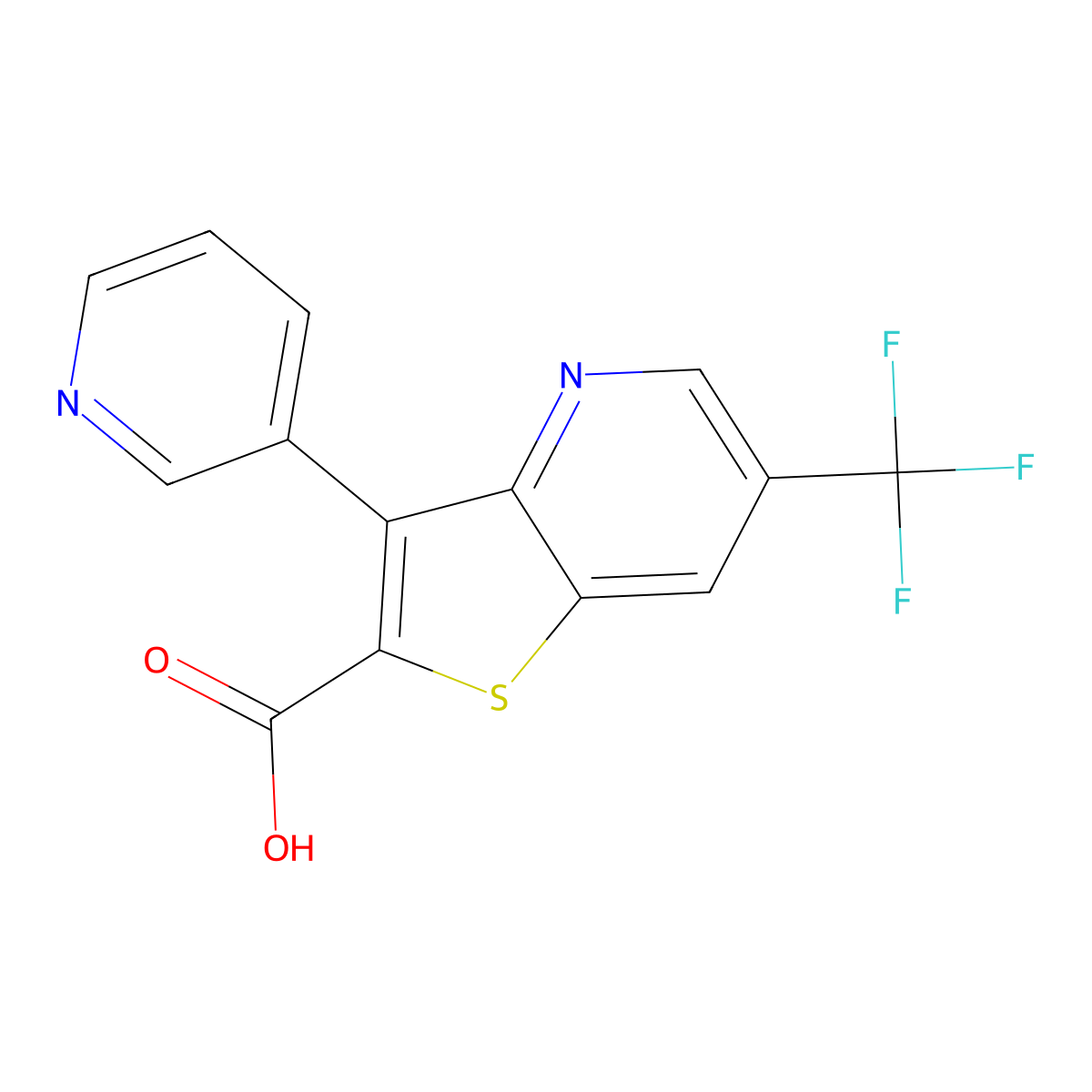 3-(3-Pyridinyl)-6-(trifluoromethyl)thieno[3,2-b]pyridine-2-carboxylic acid molecular structure, CAS 339099-38-6