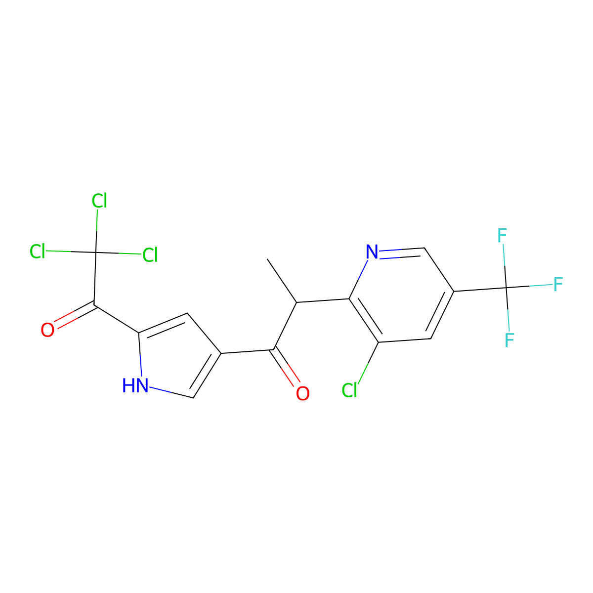 2-[3-chloro-5-(trifluoromethyl)pyridin-2-yl]-1-[5-(2,2,2-trichloroacetyl)-1H-pyrrol-3-yl]propan-1-one molecular structure, CAS 339099-47-7