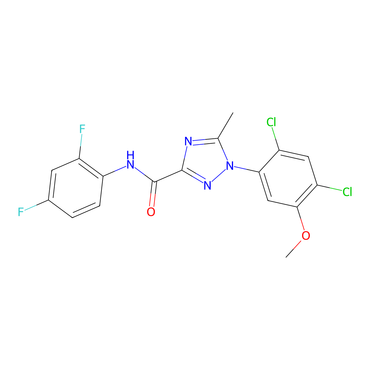 1-(2,4-dichloro-5-methoxyphenyl)-N-(2,4-difluorophenyl)-5-methyl-1H-1,2,4-triazole-3-carboxamide molecular structure, CAS 339099-48-8