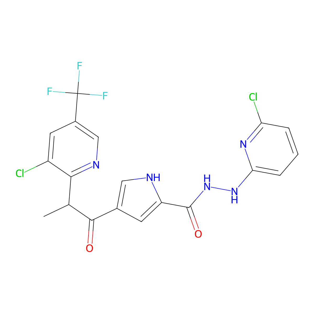 N'-(6-chloro-2-pyridinyl)-4-(2-(3-chloro-5-(trifluoromethyl)-2-pyridinyl)propanoyl)-1H-pyrrole-2-carbohydrazide molecular structure, CAS 339099-56-8