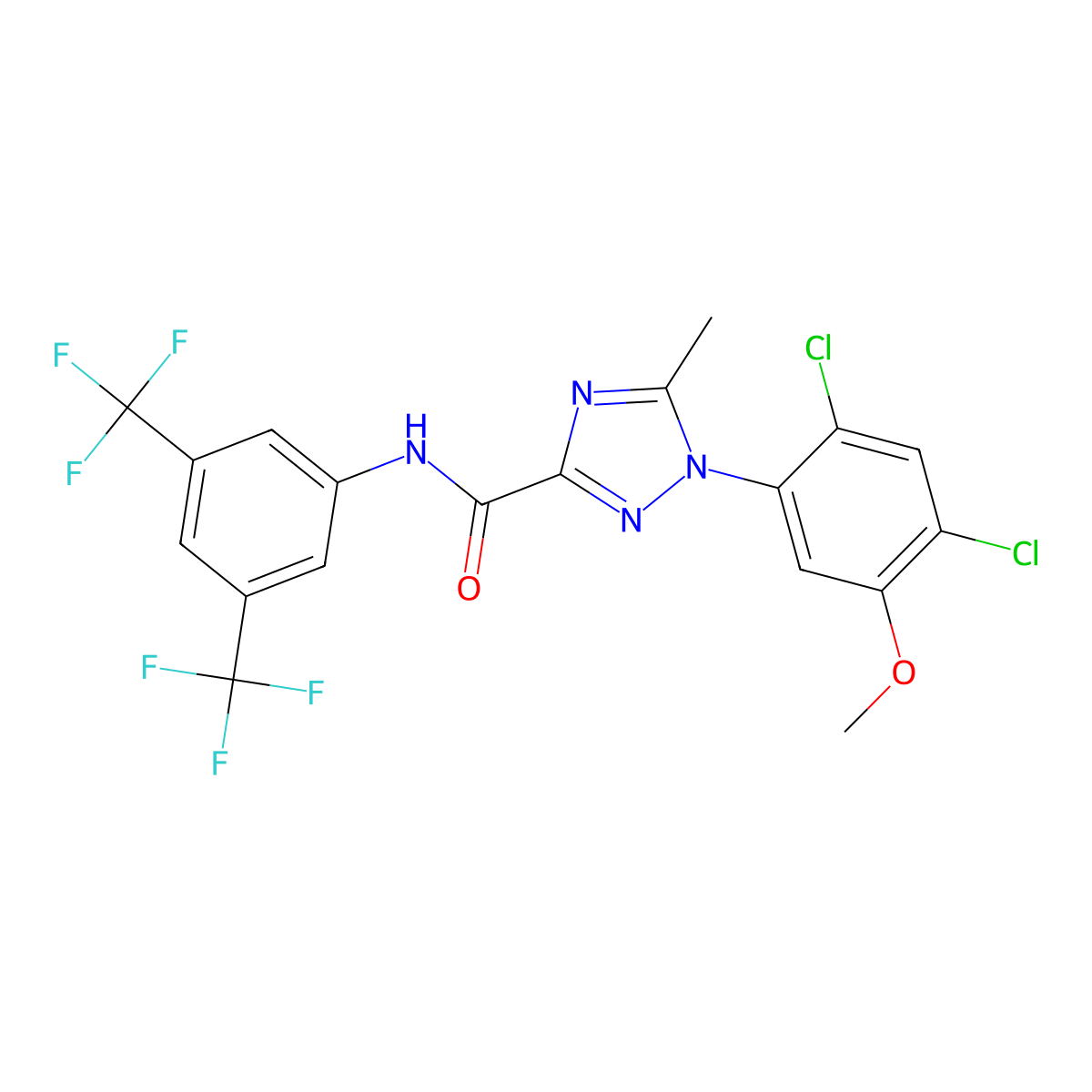 N-[3,5-bis(trifluoromethyl)phenyl]-1-(2,4-dichloro-5-methoxyphenyl)-5-methyl-1H-1,2,4-triazole-3-carboxamide molecular structure, CAS 339099-57-9