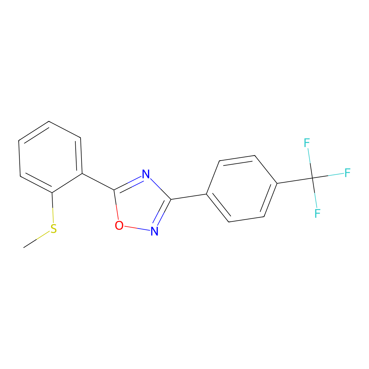 Methyl 2-{3-[4-(trifluoromethyl)phenyl]-1,2,4-oxadiazol-5-yl}phenyl sulfide molecular structure, CAS 339099-65-9