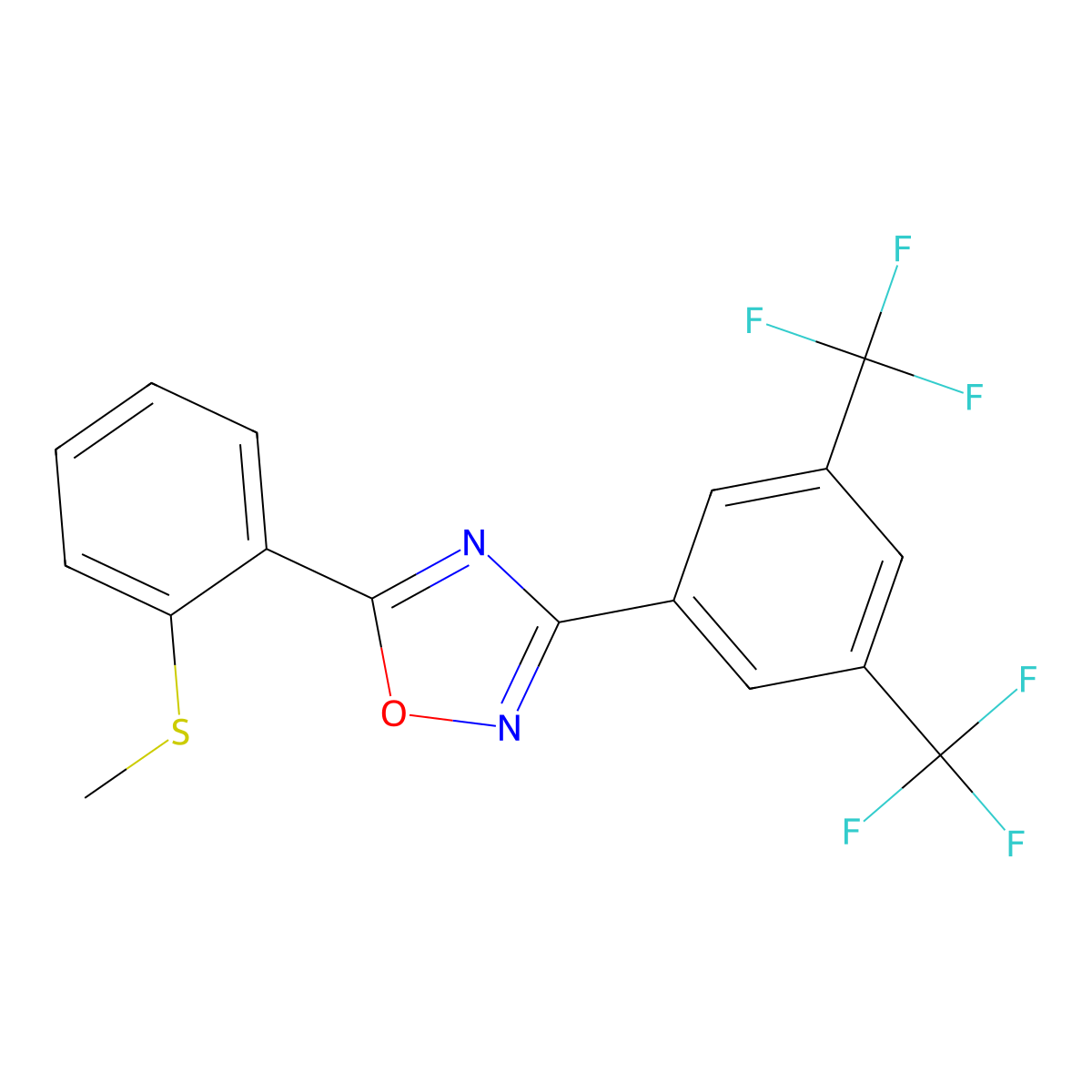 3-[3,5-Bis(trifluoromethyl)phenyl]-5-[2-(methylsulfanyl)phenyl]-1,2,4-oxadiazole molecular structure, CAS 339099-68-2