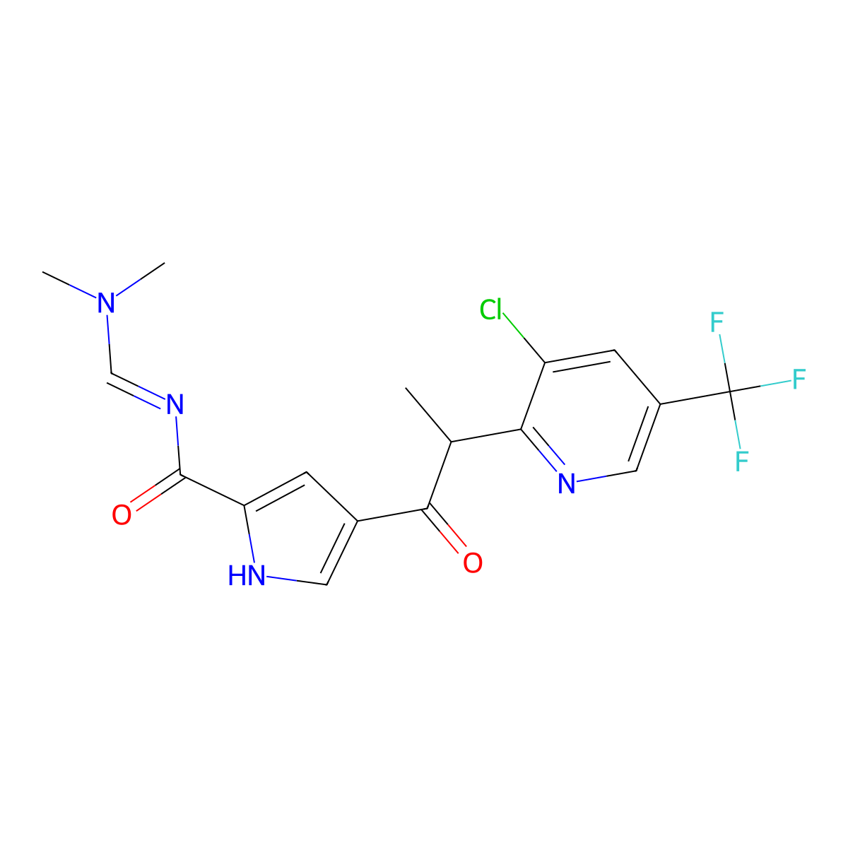 4-(2-(3-Chloro-5-(trifluoromethyl)-2-pyridinyl)propanoyl)-N-((dimethylamino)methylene)-1h-pyrrole-2-carboxamide molecular structure, CAS 339099-73-9