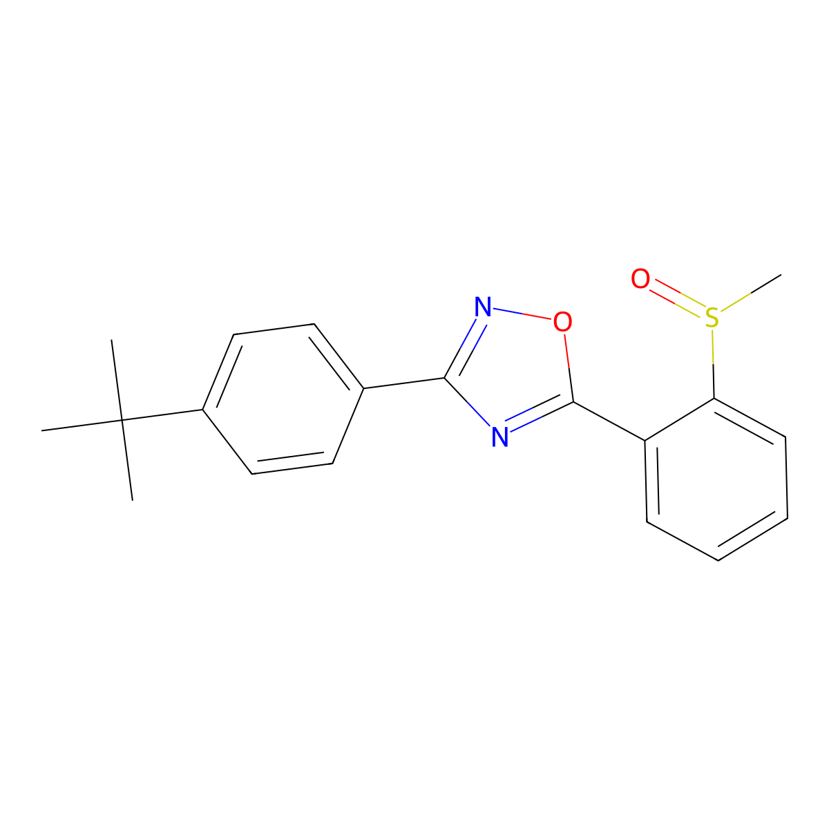 3-[4-(Tert-butyl)phenyl]-5-[2-(methylsulfinyl)phenyl]-1,2,4-oxadiazole molecular structure, CAS 339099-77-3