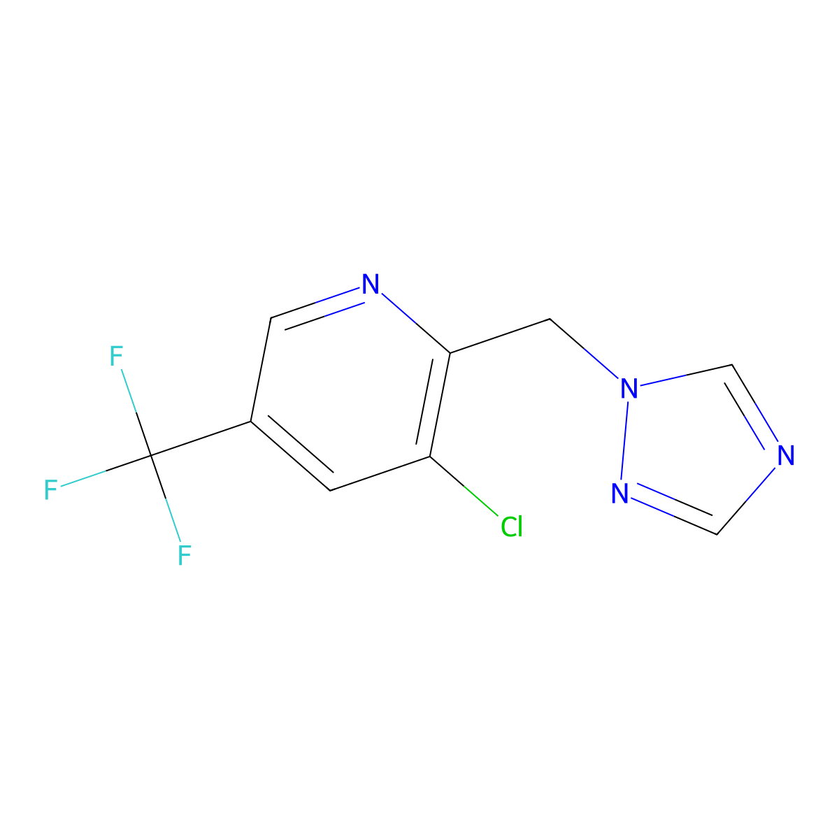 3-chloro-2-(1H-1,2,4-triazol-1-ylmethyl)-5-(trifluoromethyl)pyridine molecular structure, CAS 339099-82-0