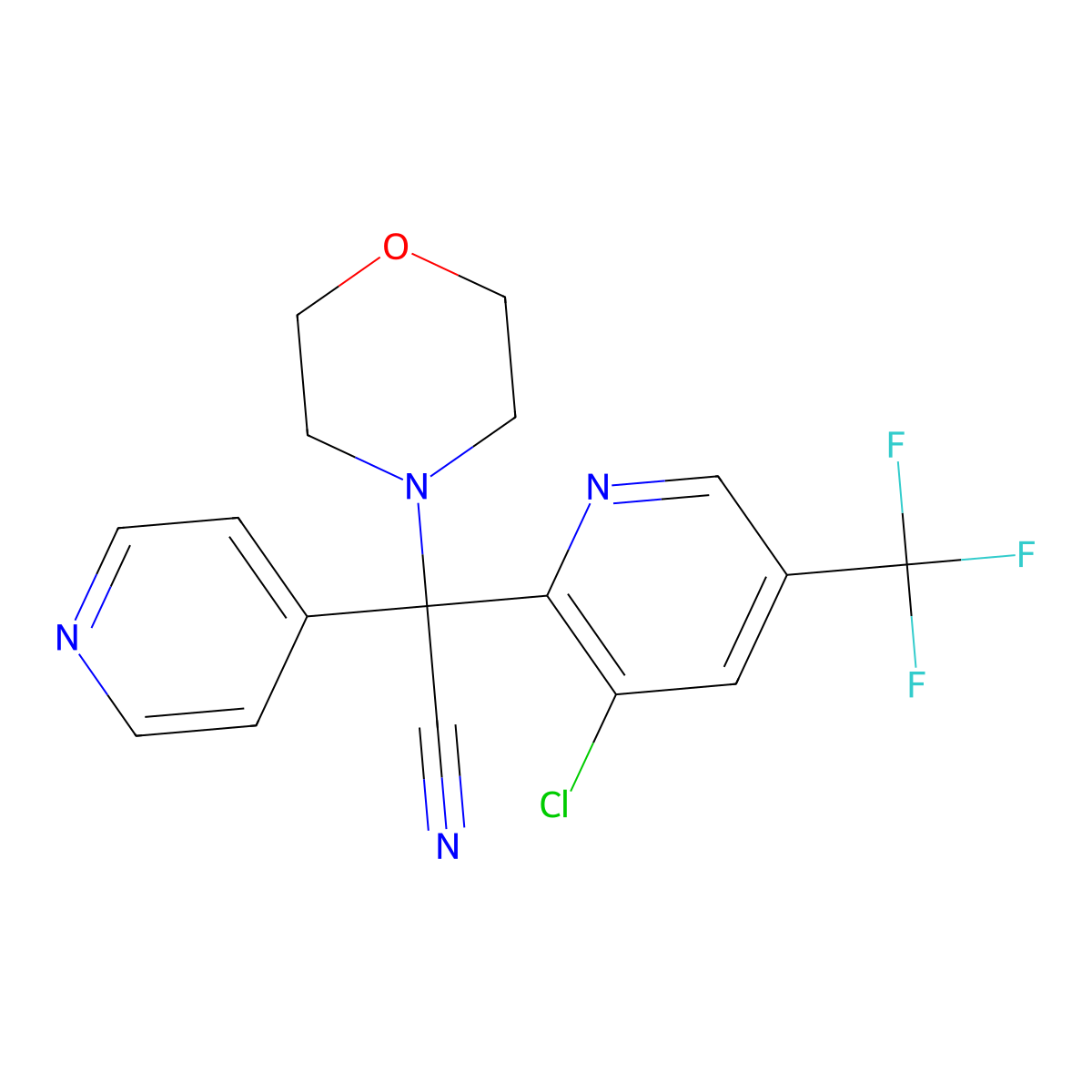 2-[3-Chloro-5-(trifluoromethyl)-2-pyridinyl]-2-morpholino-2-(4-pyridinyl)acetonitrile molecular structure, CAS 339099-85-3