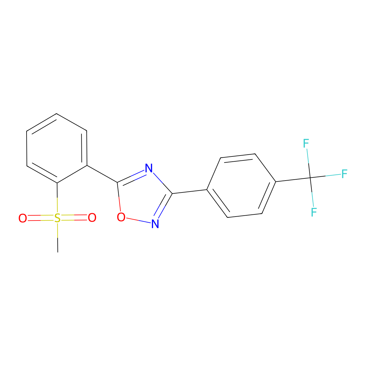 Methyl 2-{3-[4-(trifluoromethyl)phenyl]-1,2,4-oxadiazol-5-yl}phenyl sulfone molecular structure, CAS 339099-86-4