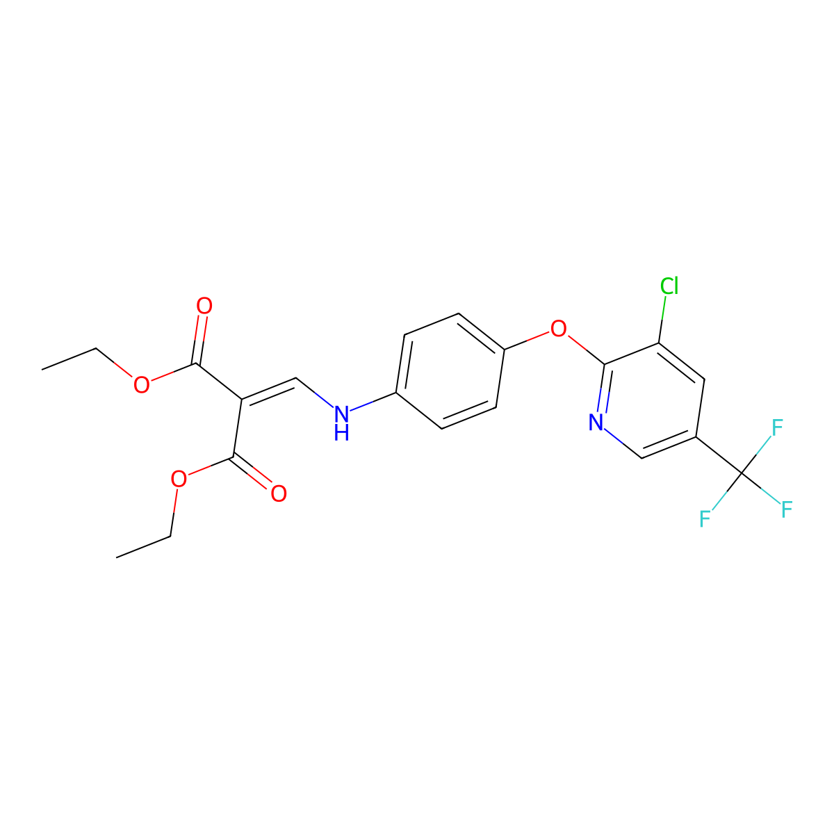 1,3-Diethyl 2-{[(4-{[3-chloro-5-(trifluoromethyl)pyridin-2-yl]oxy}phenyl)amino]methylidene}propanedioate molecular structure, CAS 339099-88-6