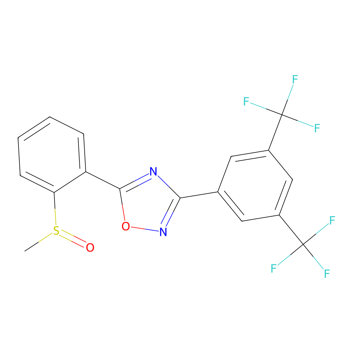 3-[3,5-Bis(trifluoromethyl)phenyl]-5-[2-(methylsulfinyl)phenyl]-1,2,4-oxadiazole molecular structure, CAS 339099-89-7