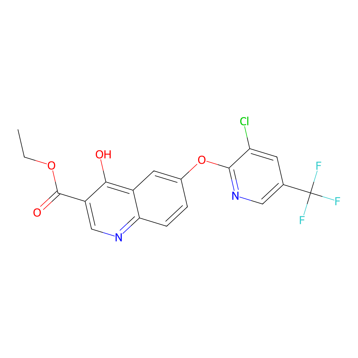 Ethyl 6-{[3-chloro-5-(trifluoromethyl)pyridin-2-yl]oxy}-4-hydroxyquinoline-3-carboxylate molecular structure, CAS 339099-91-1