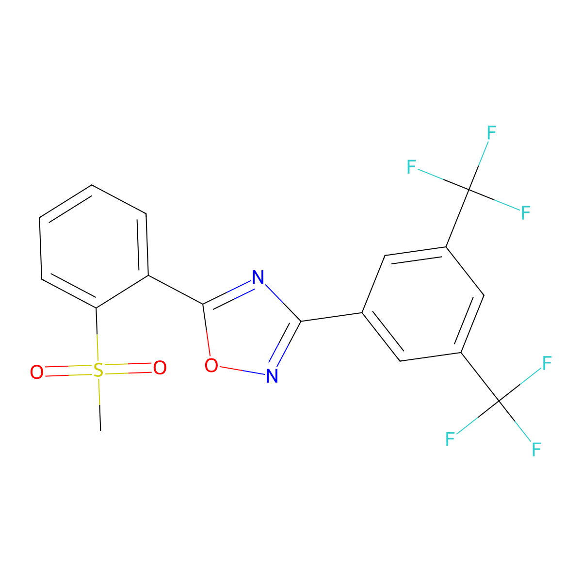 3-[3,5-Bis(trifluoromethyl)phenyl]-5-[2-(methylsulfonyl)phenyl]-1,2,4-oxadiazole molecular structure, CAS 339099-92-2