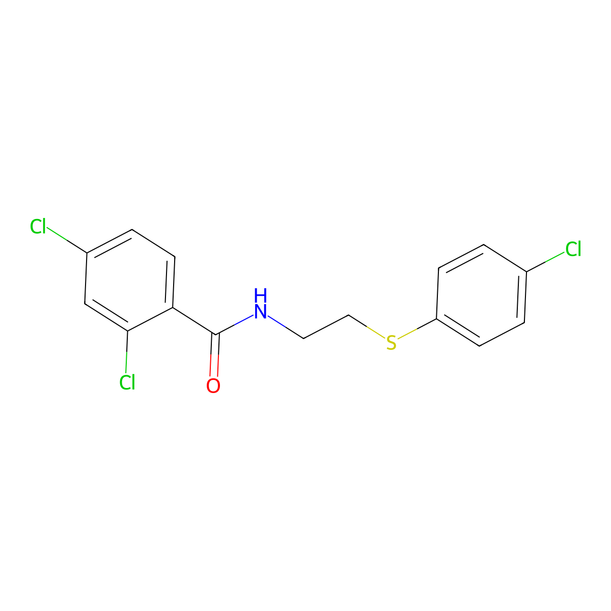 2,4-dichloro-N-[2-(4-chlorophenyl)sulfanylethyl]benzamide molecular structure, CAS 339100-10-6