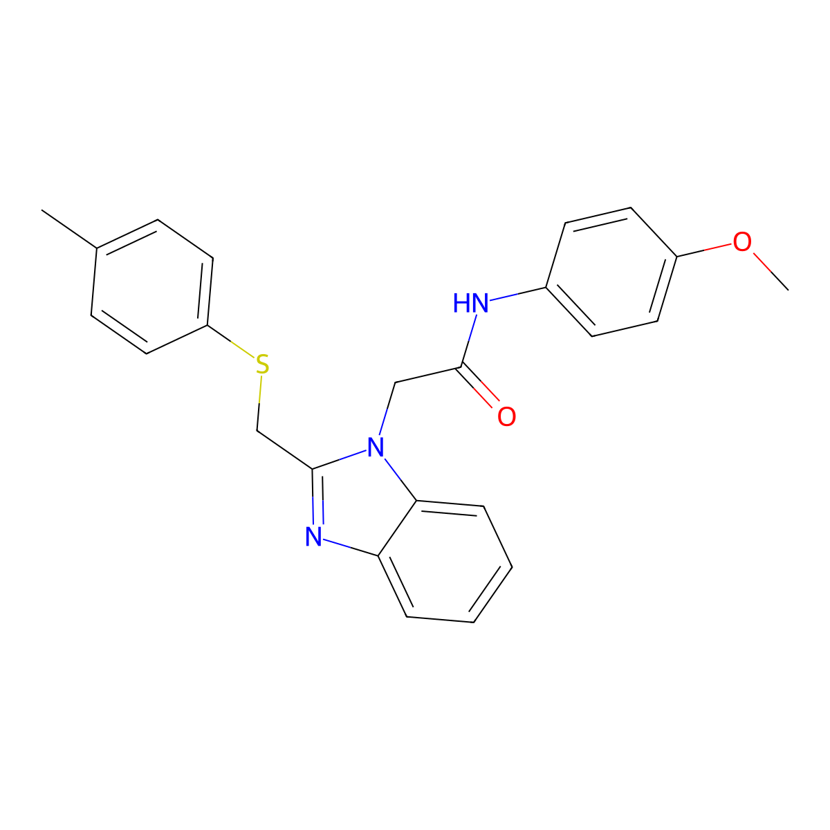 N-(4-Methoxyphenyl)-2-(2-(((4-methylphenyl)sulfanyl)methyl)-1H-1,3-benzimidazol-1-yl)acetamide molecular structure, CAS 339100-11-7