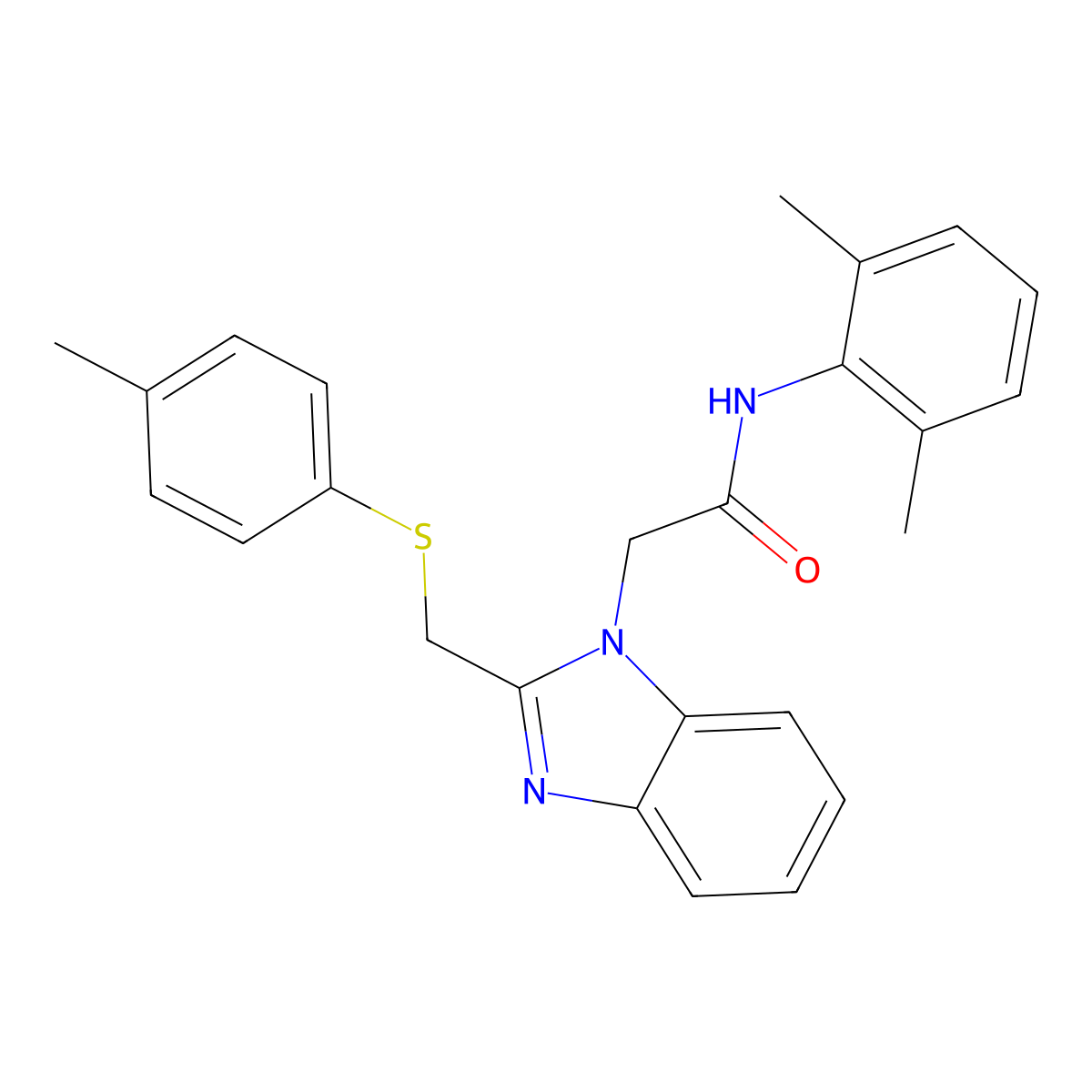 N-(2,6-Dimethylphenyl)-2-(2-(((4-methylphenyl)sulfanyl)methyl)-1H-1,3-benzimidazol-1-yl)acetamide molecular structure, CAS 339100-16-2