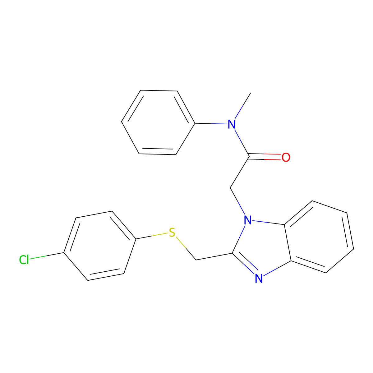 2-(2-(((4-Chlorophenyl)sulfanyl)methyl)-1H-1,3-benzimidazol-1-yl)-N-methyl-N-phenylacetamide molecular structure, CAS 339100-22-0