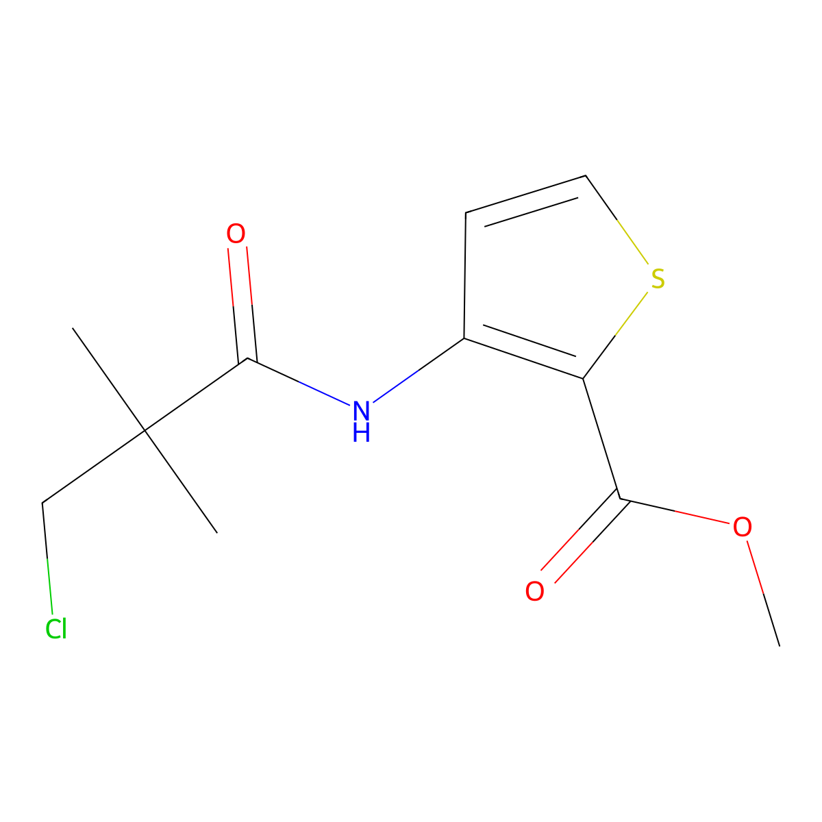 Methyl 3-[(3-chloro-2,2-dimethylpropanoyl)amino]-2-thiophenecarboxylate molecular structure, CAS 339100-27-5
