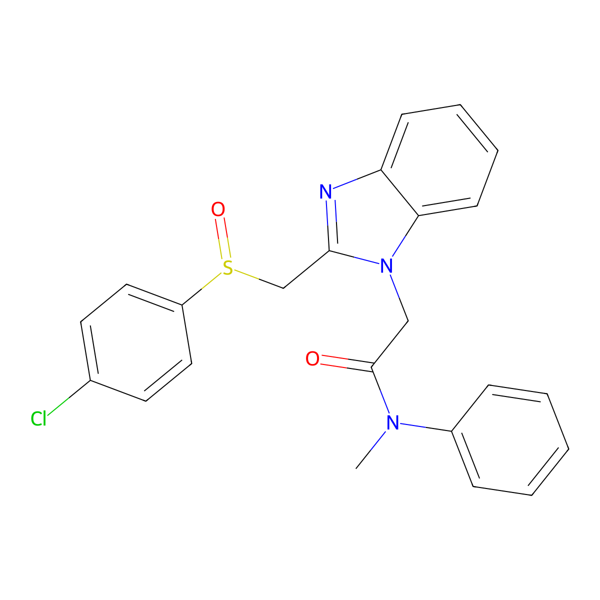 2-(2-{[(4-chlorophenyl)sulfinyl]methyl}-1H-1,3-benzimidazol-1-yl)-N-methyl-N-phenylacetamide molecular structure, CAS 339100-28-6