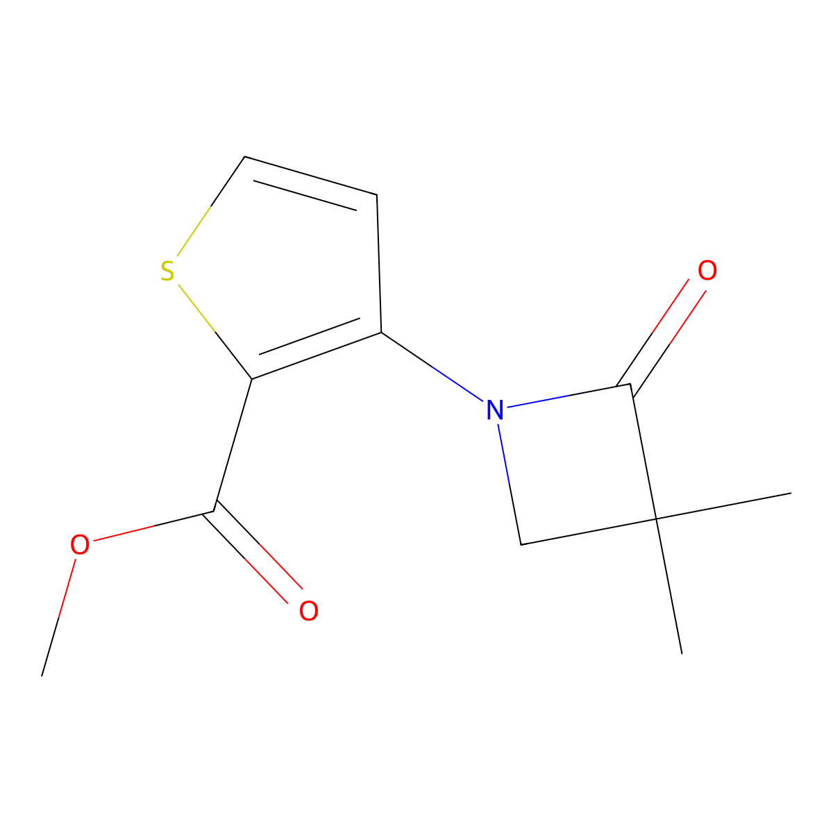 Methyl 3-(3,3-dimethyl-2-oxoazetidin-1-yl)thiophene-2-carboxylate molecular structure, CAS 339100-30-0