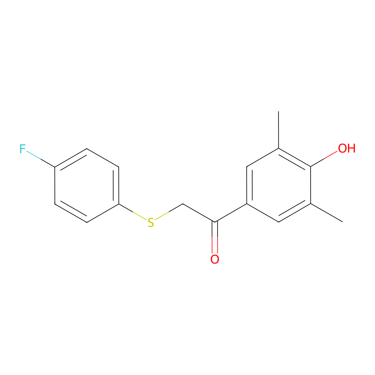 2-[(4-Fluorophenyl)sulfanyl]-1-(4-hydroxy-3,5-dimethylphenyl)-1-ethanone molecular structure, CAS 339100-31-1