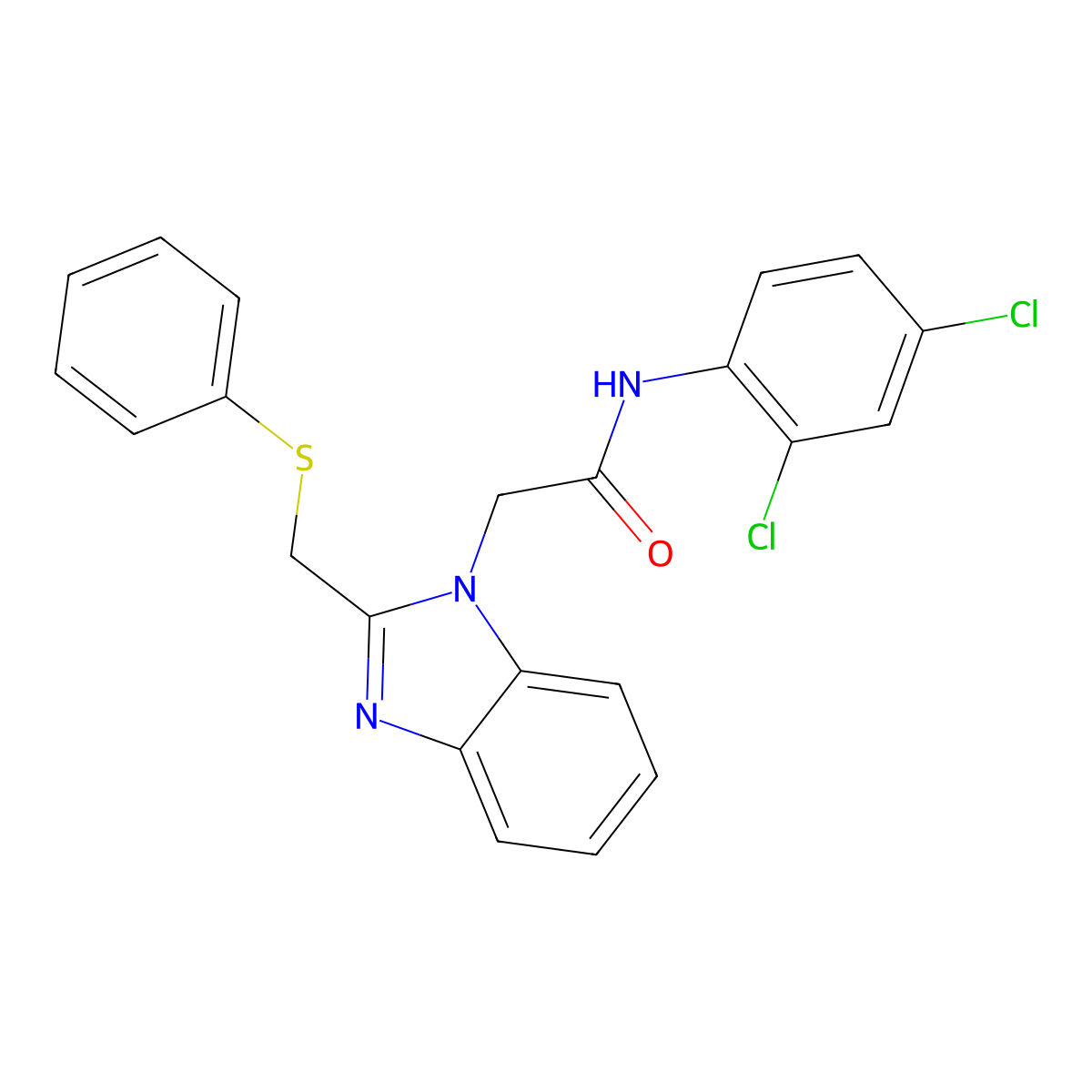 N-(2,4-Dichlorophenyl)-2-(2-((phenylsulfanyl)methyl)-1H-1,3-benzimidazol-1-yl)acetamide molecular structure, CAS 339100-47-9