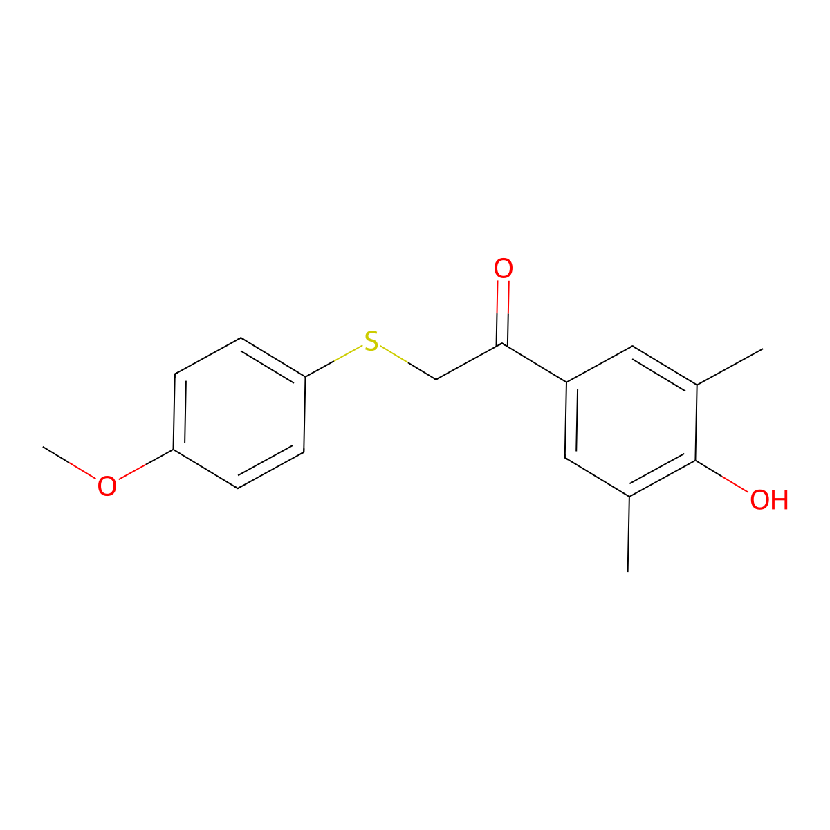 1-(4-Hydroxy-3,5-dimethylphenyl)-2-[(4-methoxyphenyl)sulfanyl]-1-ethanone molecular structure, CAS 339100-50-4