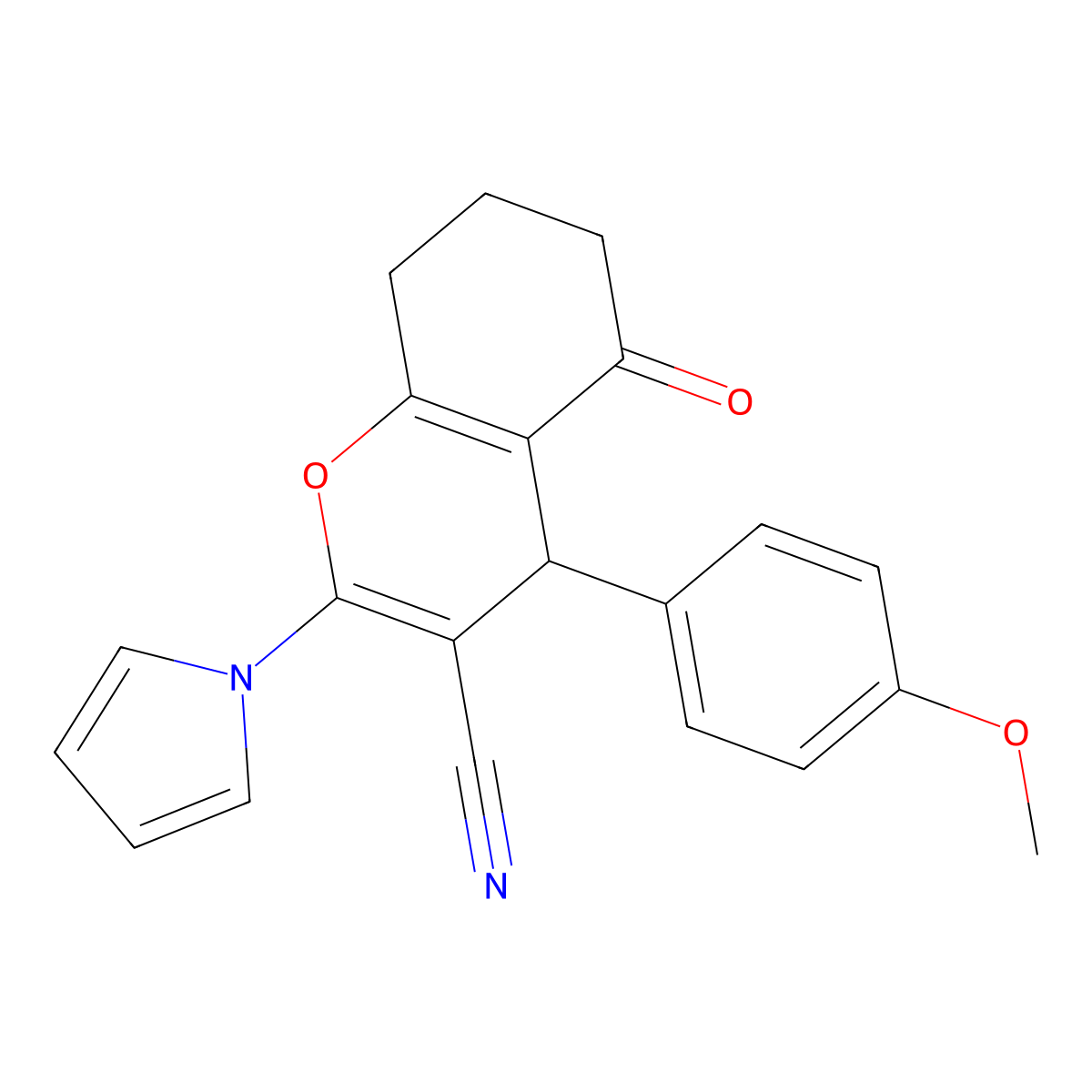 4-(4-methoxyphenyl)-5-oxo-2-(1H-pyrrol-1-yl)-5,6,7,8-tetrahydro-4H-chromene-3-carbonitrile molecular structure, CAS 339100-59-3
