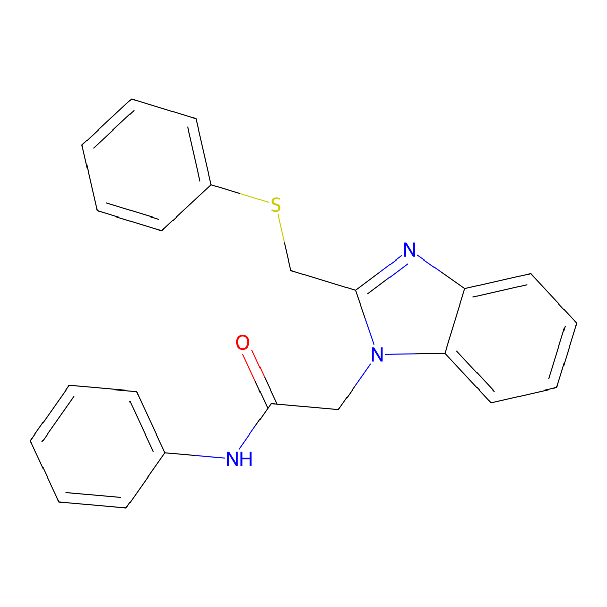 N-Phenyl-2-(2-((phenylsulfanyl)methyl)-1H-1,3-benzimidazol-1-yl)acetamide molecular structure, CAS 339100-65-1