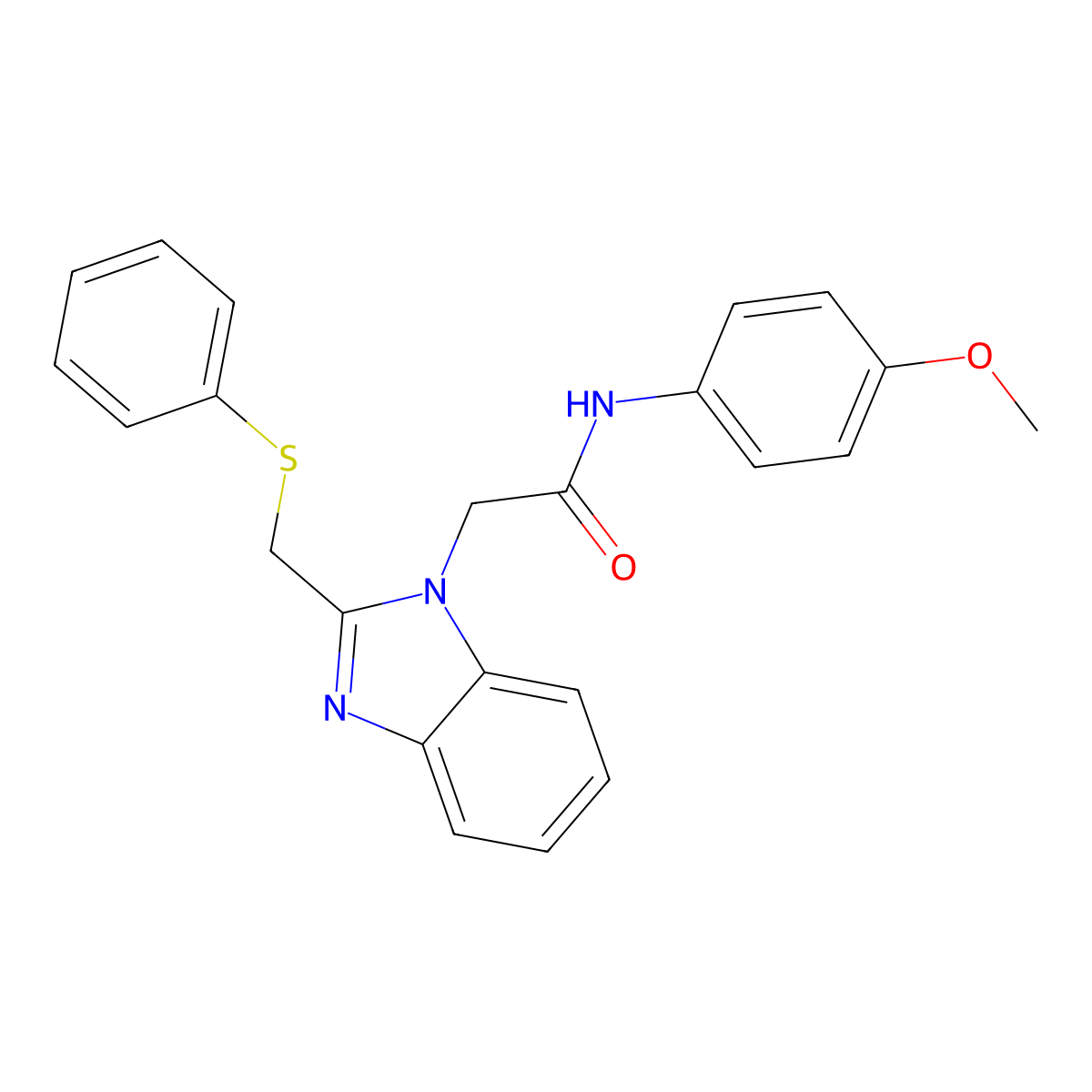 N-(4-Methoxyphenyl)-2-(2-((phenylsulfanyl)methyl)-1H-1,3-benzimidazol-1-yl)acetamide molecular structure, CAS 339100-71-9
