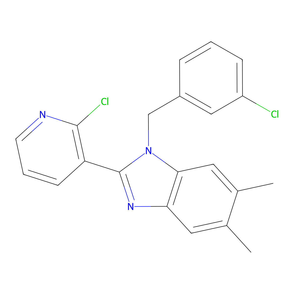 1-(3-chlorobenzyl)-2-(2-chloro-3-pyridinyl)-5,6-dimethyl-1H-1,3-benzimidazole molecular structure, CAS 339100-83-3