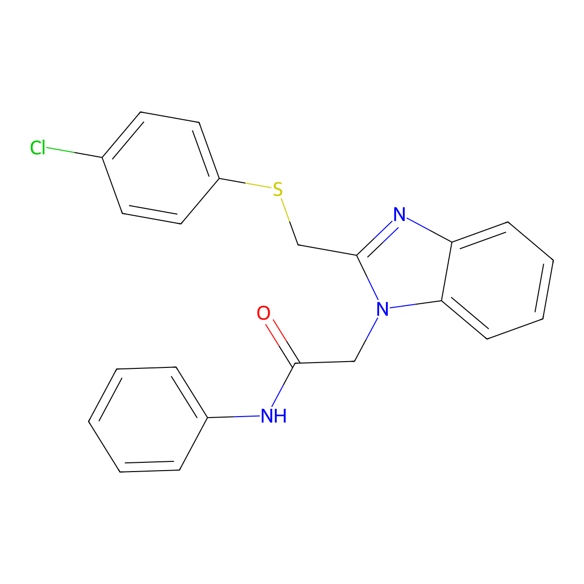 2-(2-(((4-Chlorophenyl)sulfanyl)methyl)-1H-1,3-benzimidazol-1-yl)-N-phenylacetamide molecular structure, CAS 339100-85-5