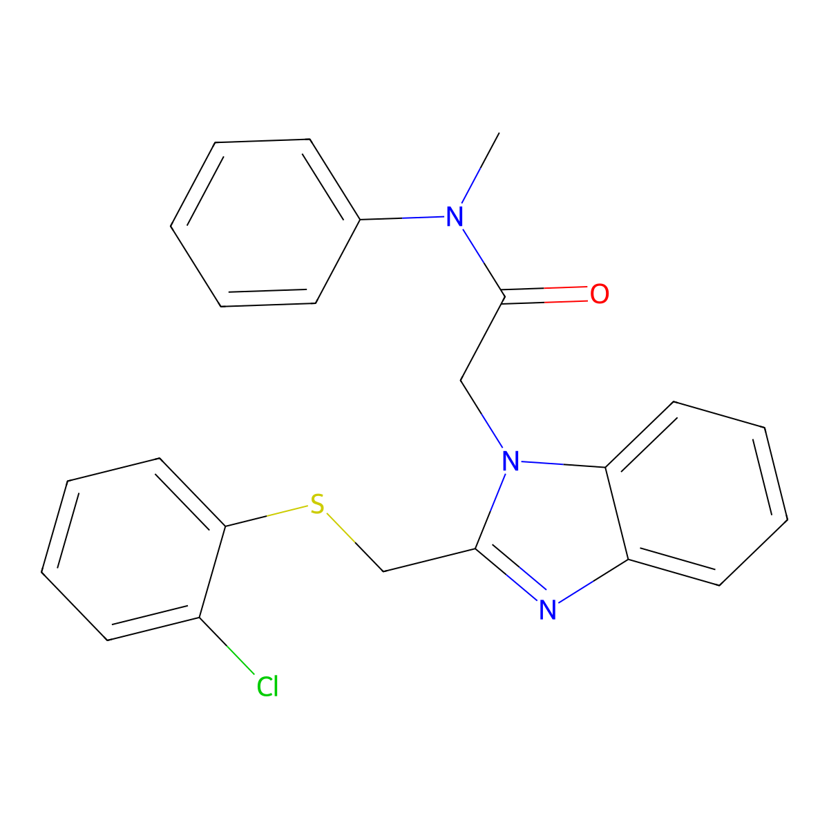 2-(2-(((2-Chlorophenyl)sulfanyl)methyl)-1H-1,3-benzimidazol-1-yl)-N-methyl-N-phenylacetamide molecular structure, CAS 339101-10-9