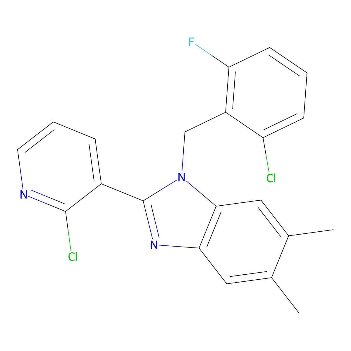 1-(2-chloro-6-fluorobenzyl)-2-(2-chloro-3-pyridinyl)-5,6-dimethyl-1H-1,3-benzimidazole molecular structure, CAS 339101-20-1