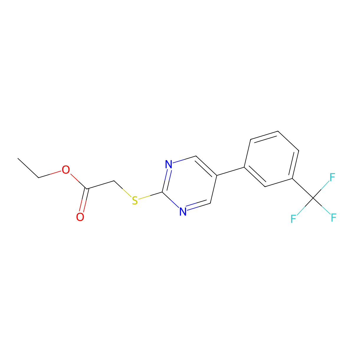 Ethyl 2-[5-[3-(trifluoromethyl)phenyl]pyrimidin-2-yl]sulfanylacetate molecular structure, CAS 339101-32-5